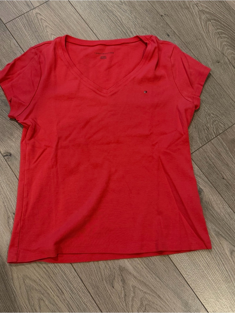 Tommy Hilfiger 100% cotton Women’s Bright Red V-Neck Short Sleeve Tee